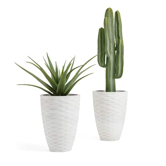 Glitzhome® 19" Eco-Friendly Oversized Tall Round Diamond Planters